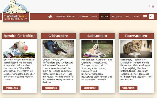 Website des Tierschutzvereins für den Kreis Heinsberg e.V.